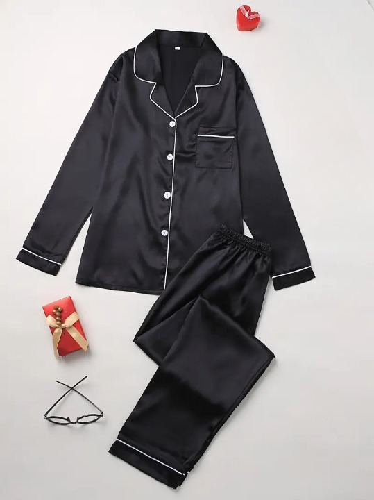 Satin Two-Piece Sleepwear Set - Casual Comfort – view 5