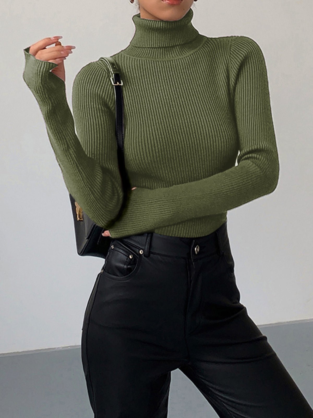 Scarlet Women's Ribbed Turtleneck Sweater – Lightweight Knit – view 10