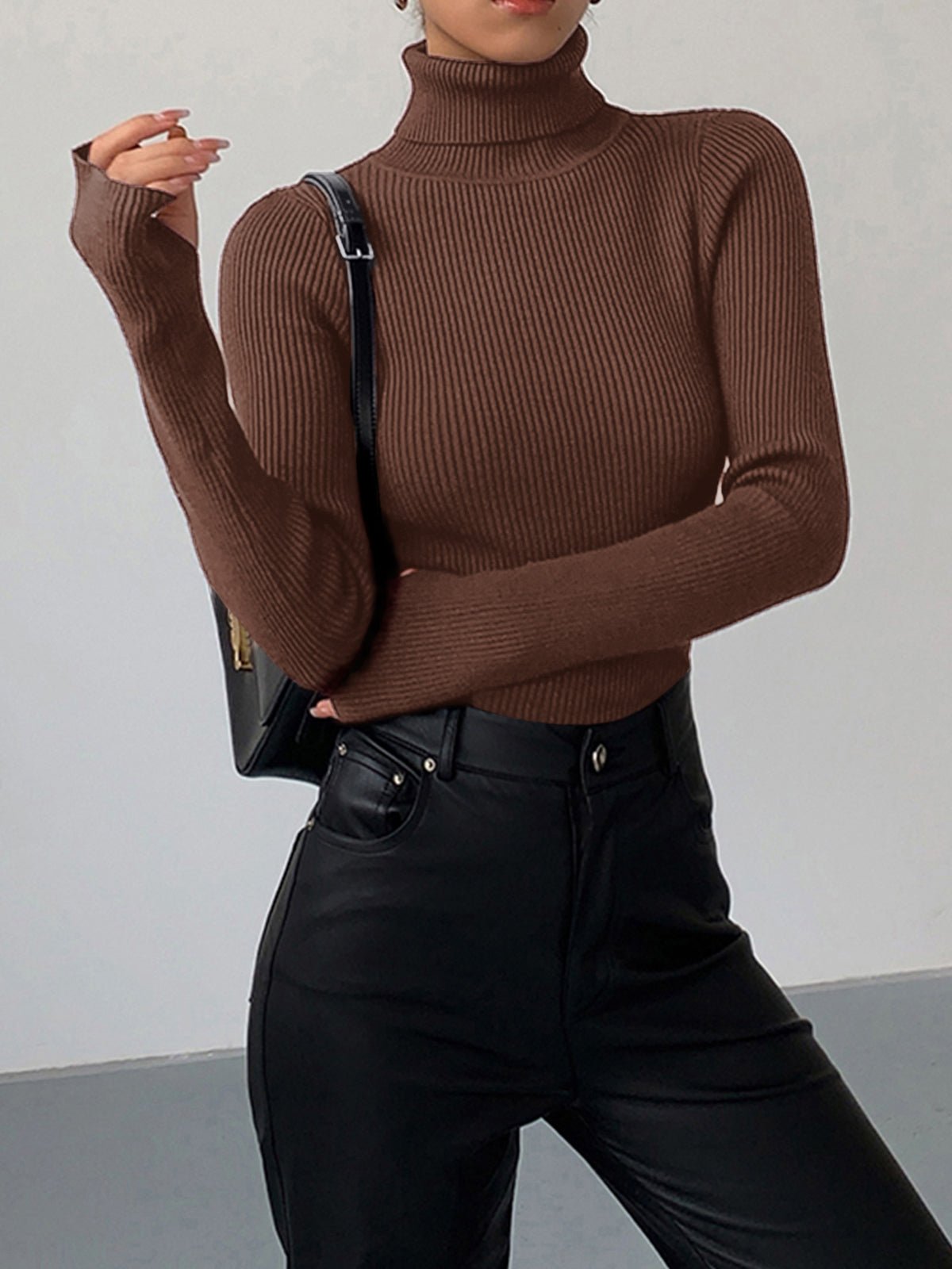 Scarlet Women's Ribbed Turtleneck Sweater – Lightweight Knit – view 4