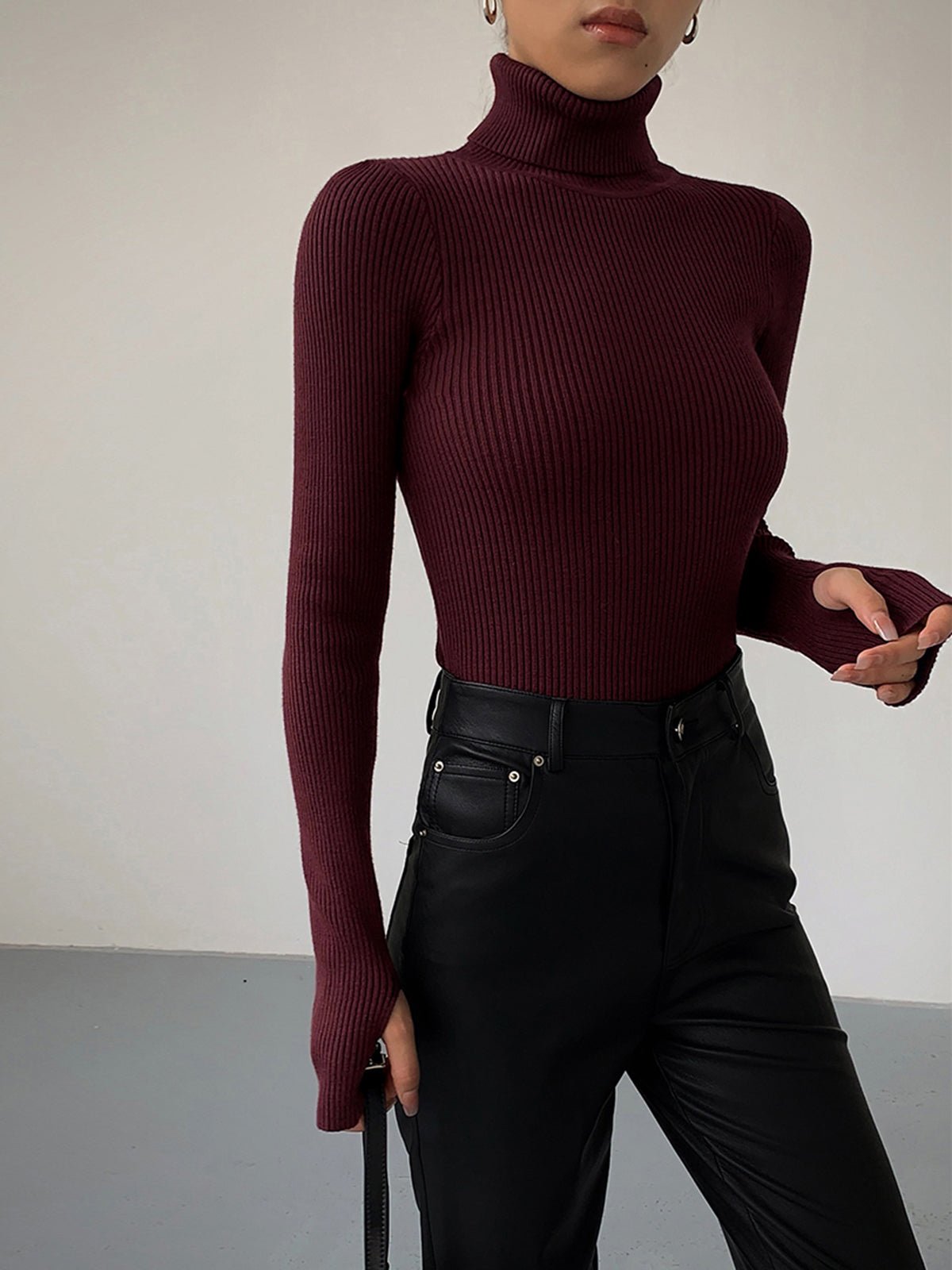 Scarlet Women's Ribbed Turtleneck Sweater – Lightweight Knit – view 5