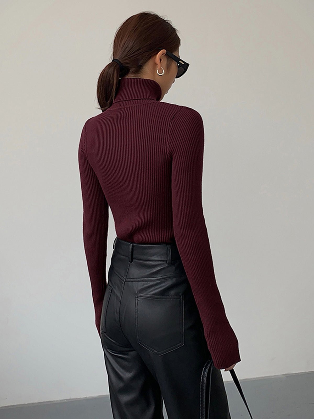 Scarlet Women's Ribbed Turtleneck Sweater – Lightweight Knit – view 6