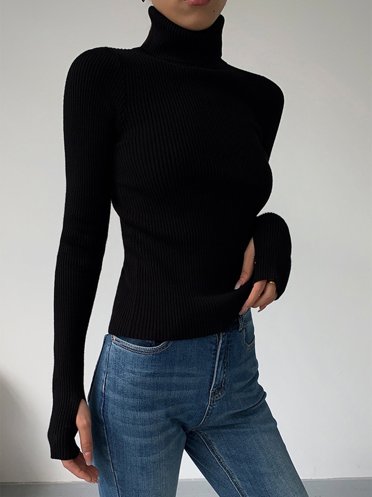 Scarlet Women's Ribbed Turtleneck Sweater – Lightweight Knit – view 7