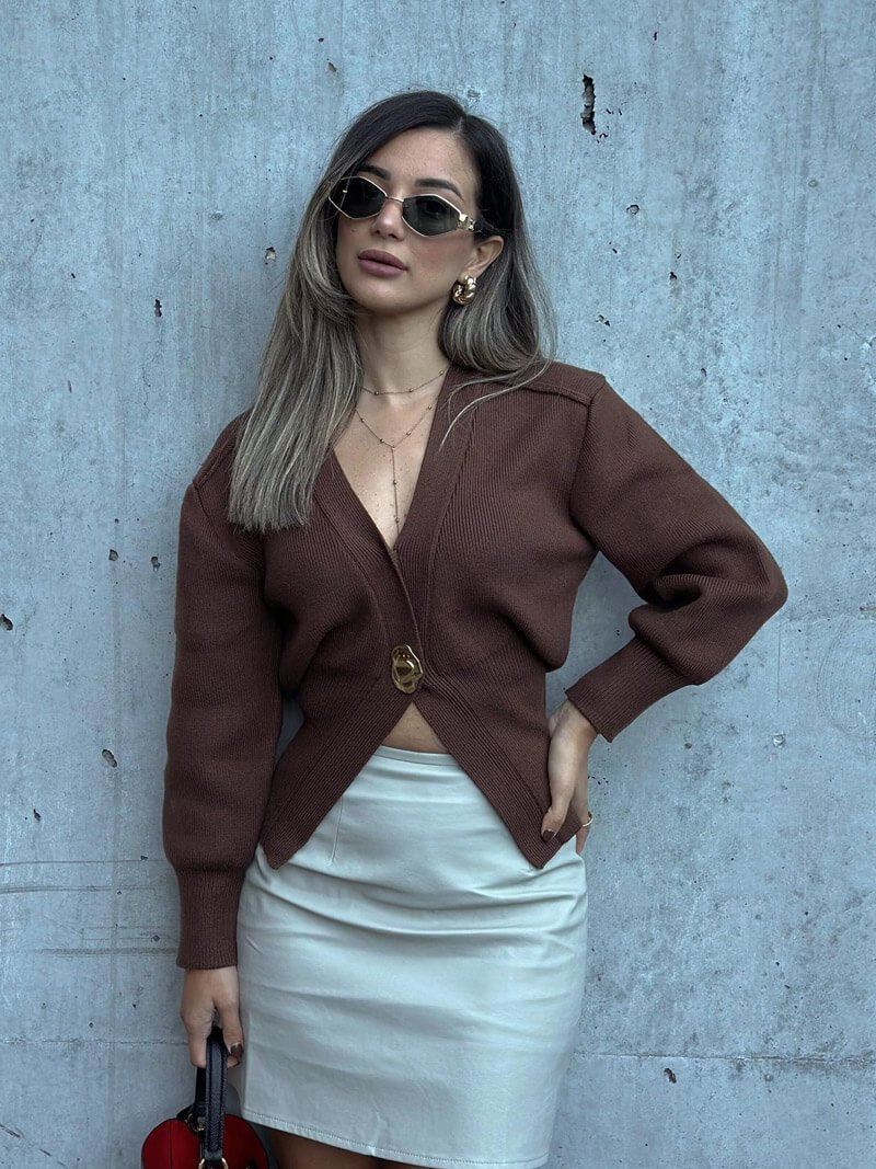 Yasmin Button Front V Neck Slim Fit Cardigan - view 7