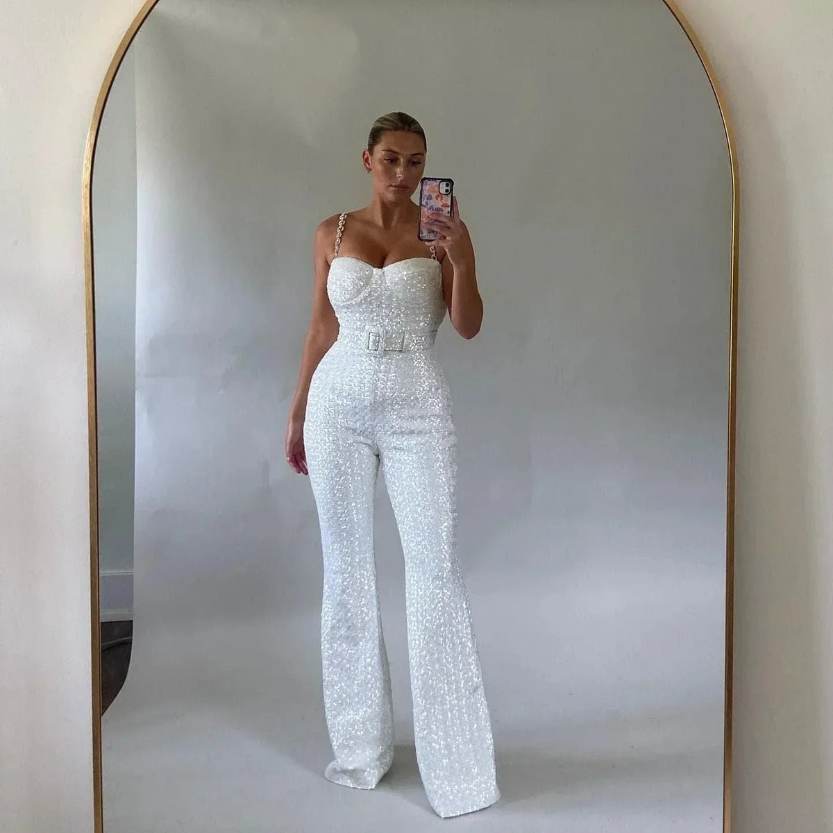 Sparkling Glitter Jumpsuit with Stylish Waist Belt – view 10