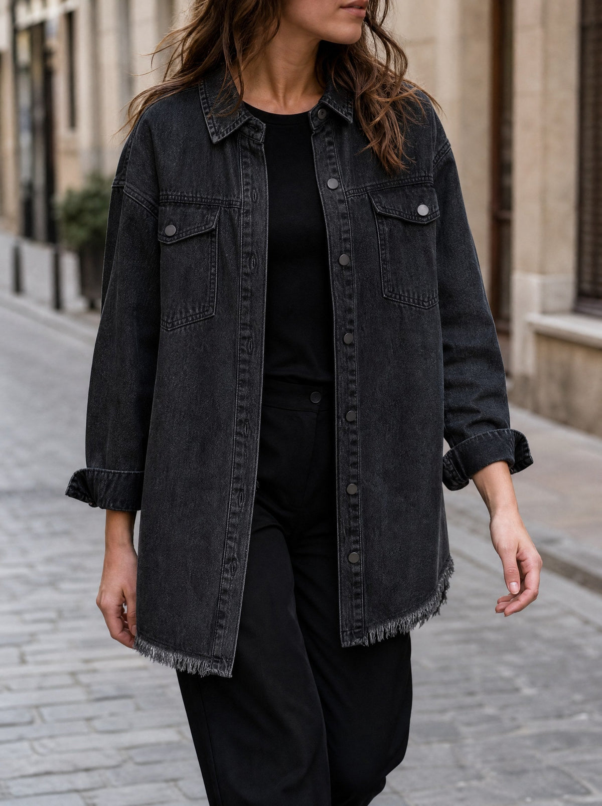 Sylvette | Laundered Oversized Denim Overshirt Jacket for Women