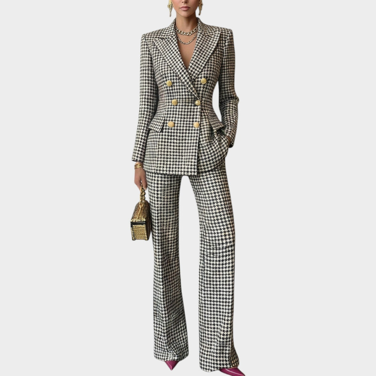 Women's Suit Tailored Checkered Two-Piece Set – view 2