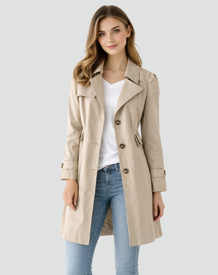 Talia Women's Trench Coat – Tailored Mid-Length, Classic Lapel – view 2