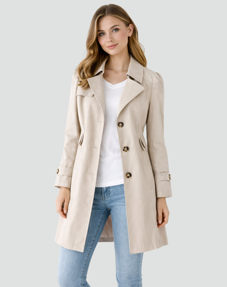 Talia Women's Trench Coat – Tailored Mid-Length, Classic Lapel – view 3