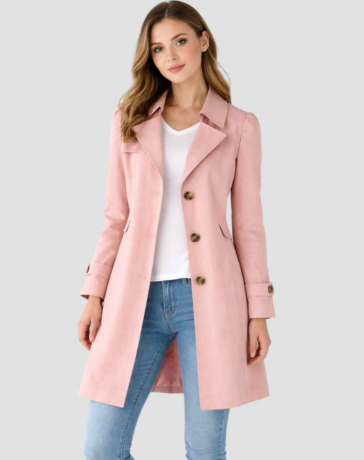 Talia Women's Trench Coat – Tailored Mid-Length, Classic Lapel – view 4