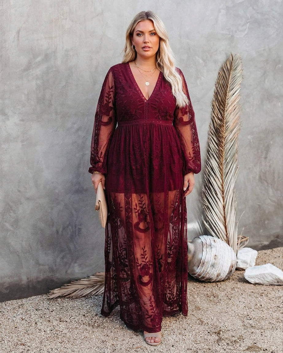 Vael Floor-Length V-Neck Dress: Elegant Flowing Silhouette – view 2
