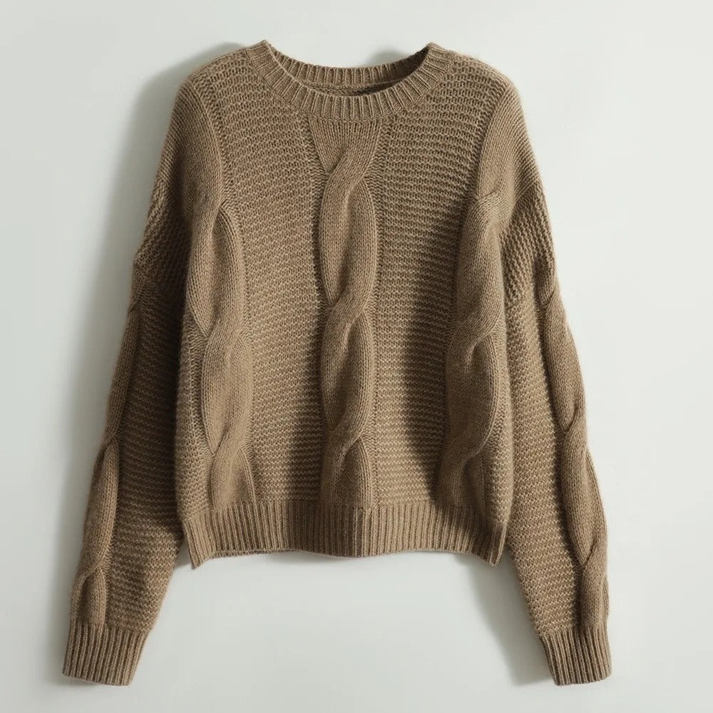 Murcia | Cotton Cable Knit Sweater with Ribbed Trims for Women