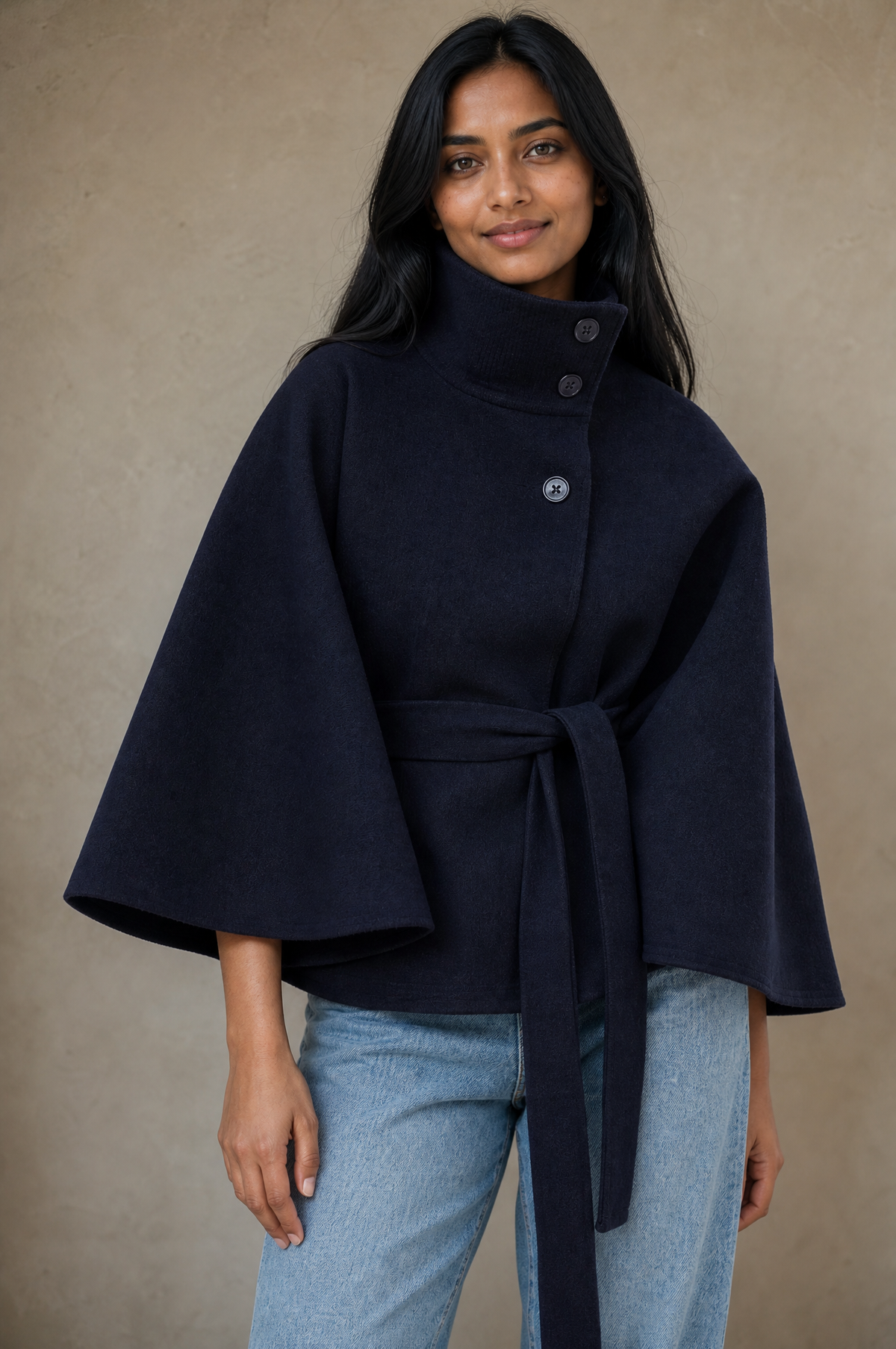 Vera – Statement Wool Blend Cape Coat for Women