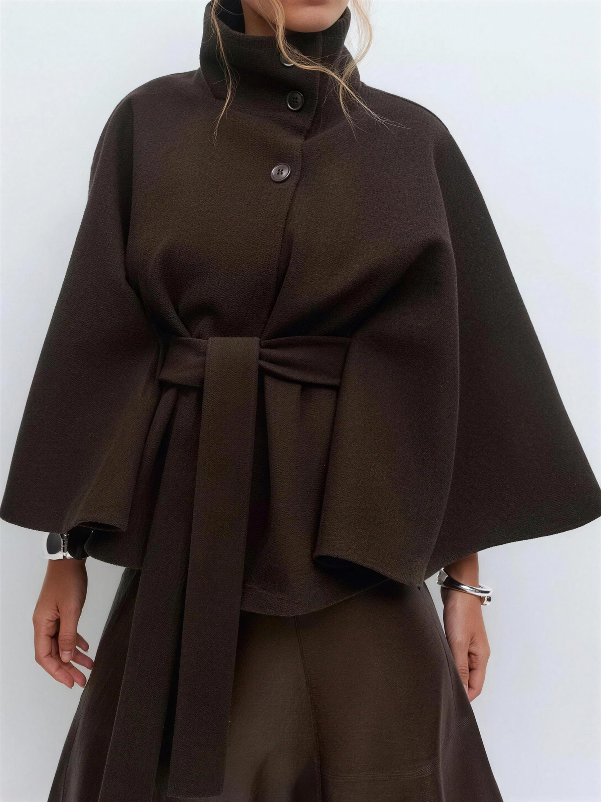 Vera – Statement Wool Blend Cape Coat for Women – view 3