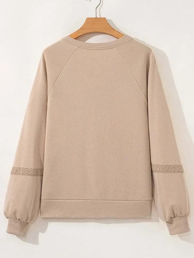 Winifred – Knit Sweatshirt with Lace Trim and Balloon Sleeves for Women – view 4