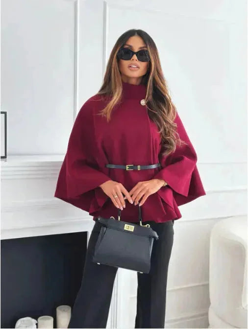 Women's Belted Poncho with Flared Sleeves – view 4