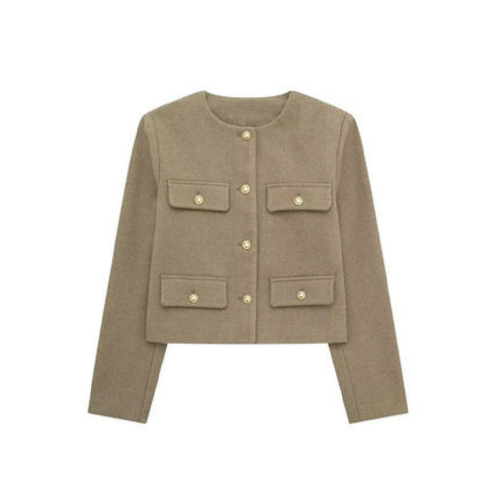 Women's Cropped Button-Front Jacket