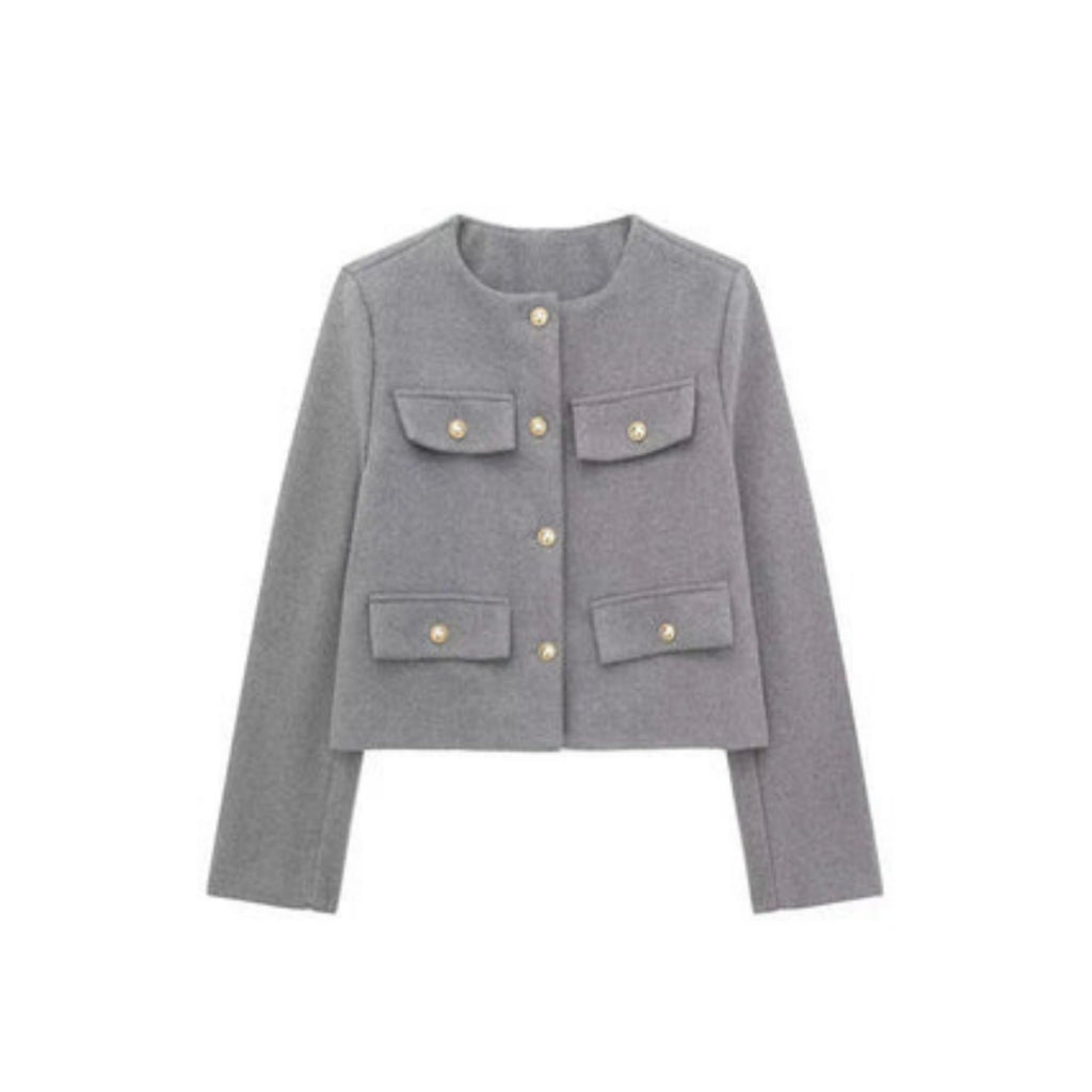 Women's Cropped Button-Front Jacket