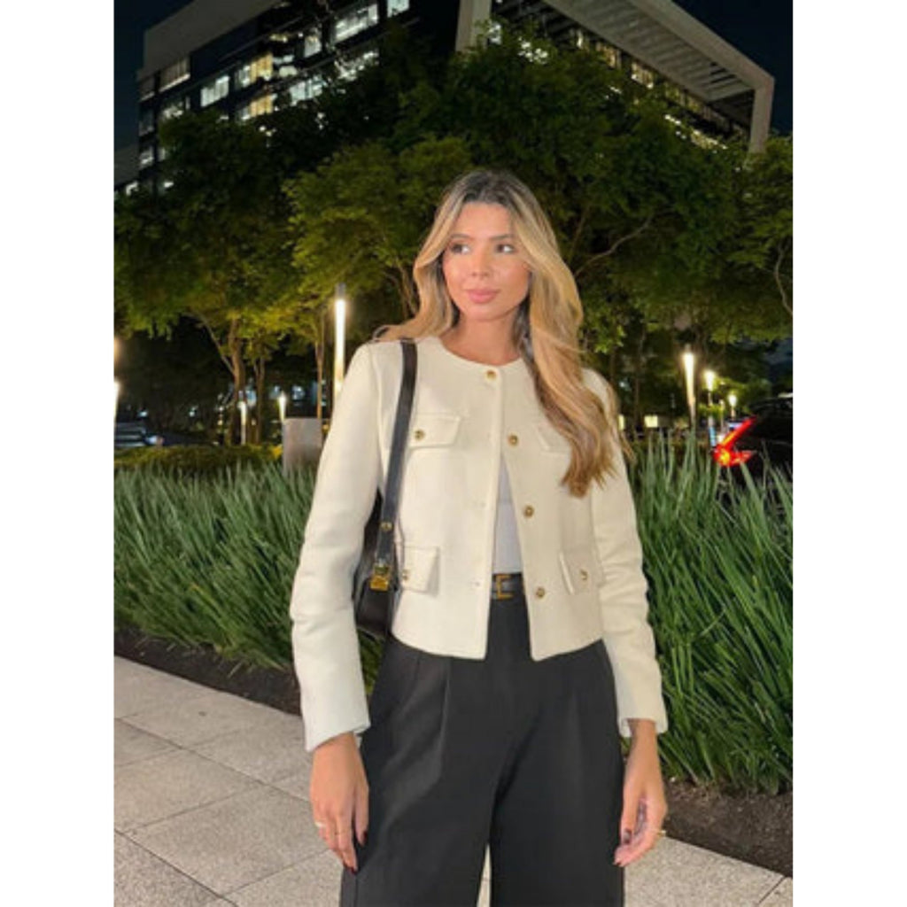 Women's Cropped Button-Front Jacket