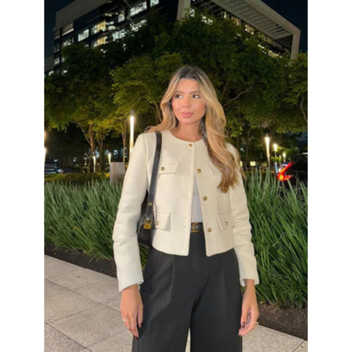 Women's Cropped Button-Front Jacket