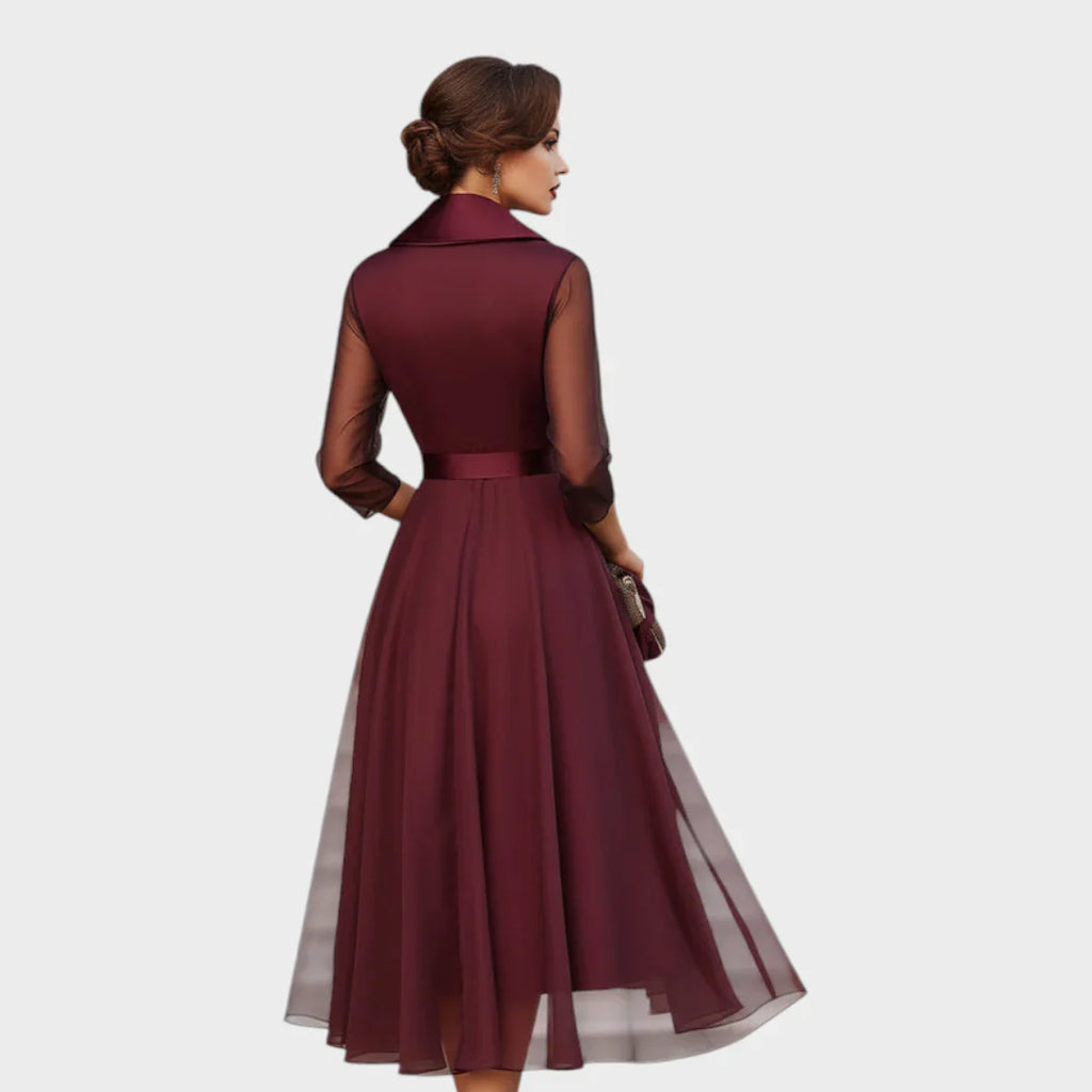 Women's Formal Dresses | Midi Wrap Sheer Sleeve