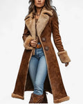 Women's Fur Coat | Long Sleeve Shearling Lined Brown
