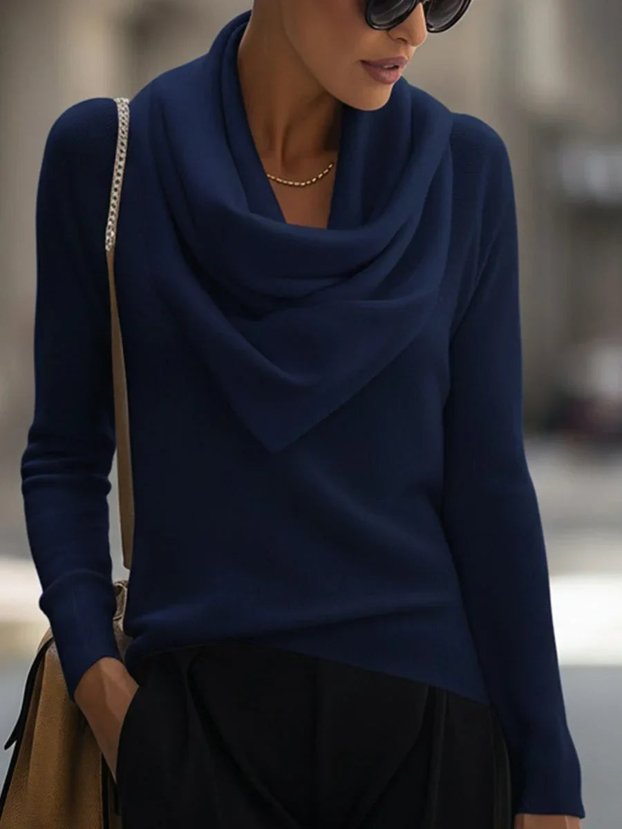 Women's Knitted Top with Draped Cowl Neck – view 5