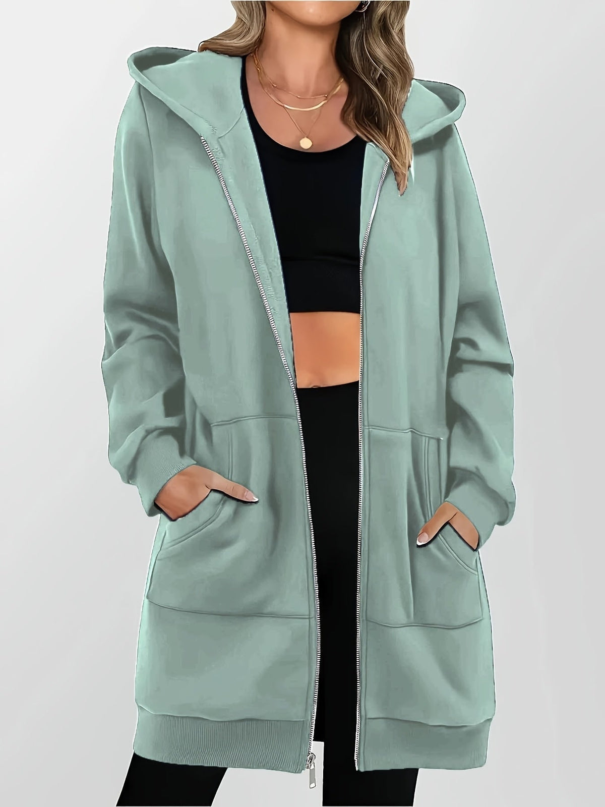 Women's Longline Hooded Jacket with Zip Front – view 2