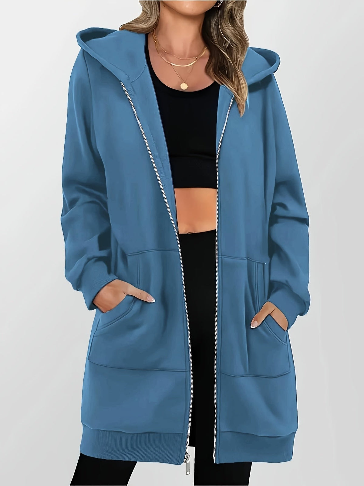 Women's Longline Hooded Jacket with Zip Front – view 4