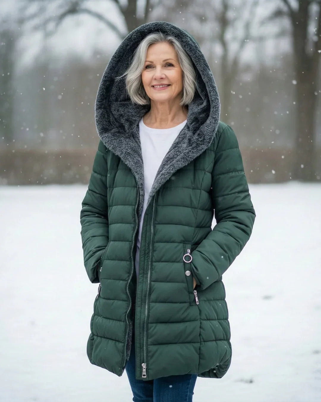 Women's Puffer Jacket | Hooded Quilted Zip Front Sherpa Lined