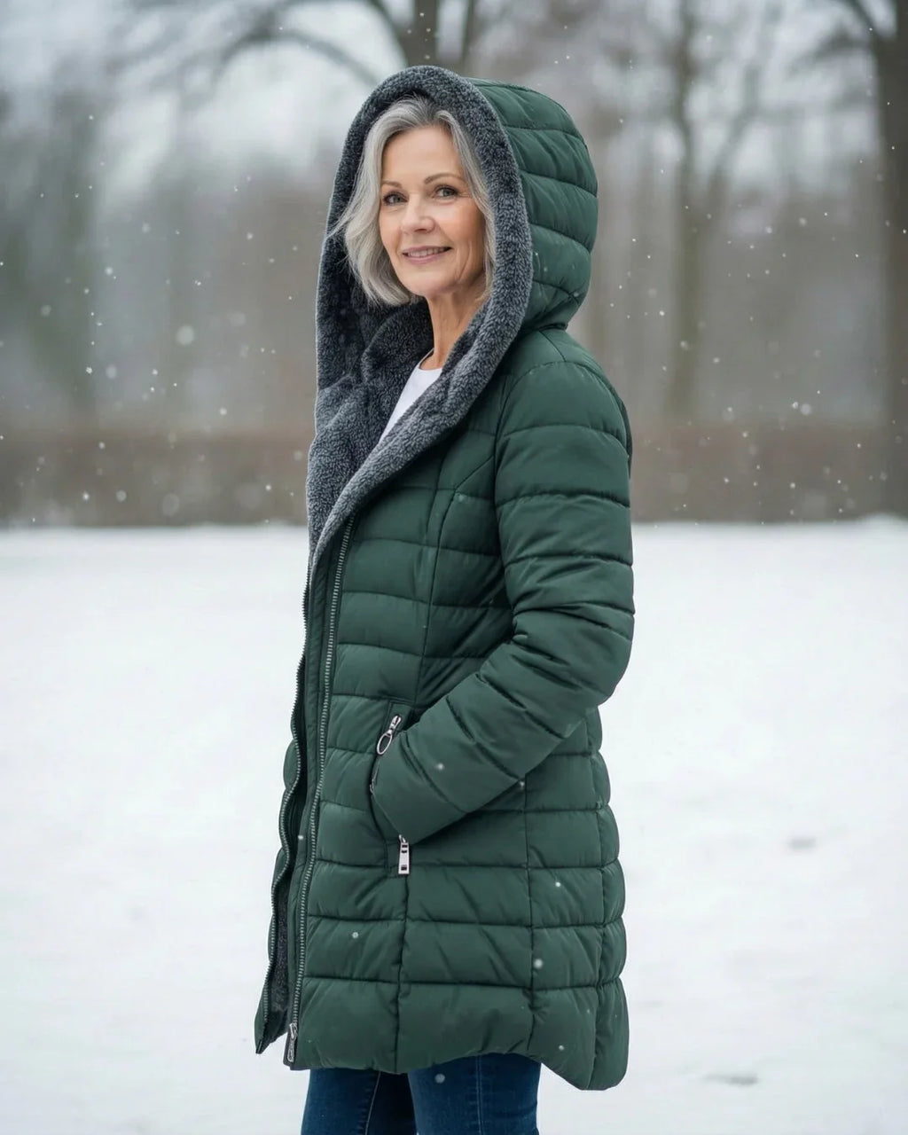 Women's Puffer Jacket | Hooded Quilted Zip Front Sherpa Lined