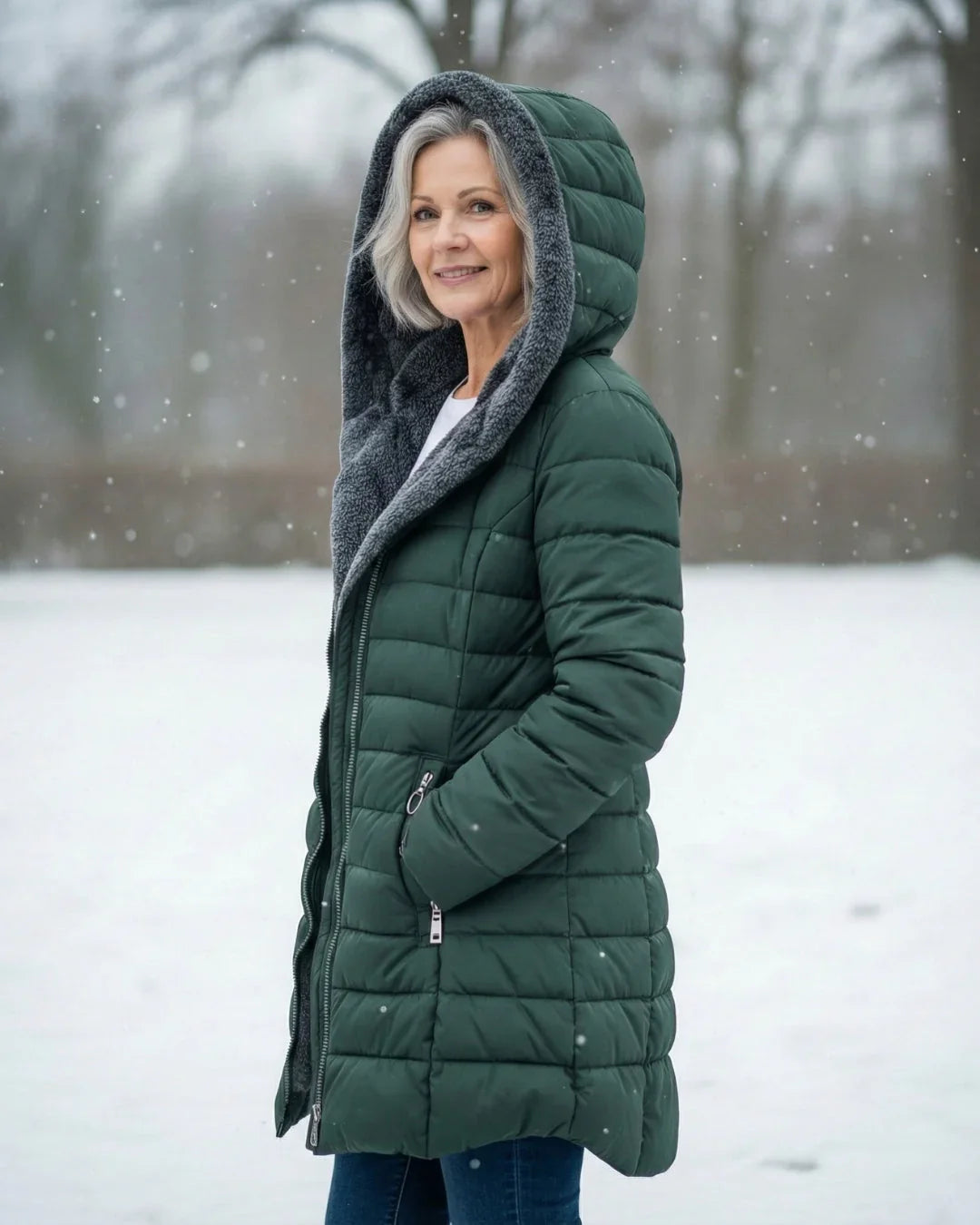 Women's Puffer Jacket | Hooded Quilted Zip Front Sherpa Lined