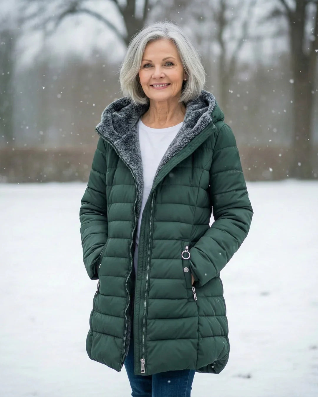 Women's Puffer Jacket | Hooded Quilted Zip Front Sherpa Lined