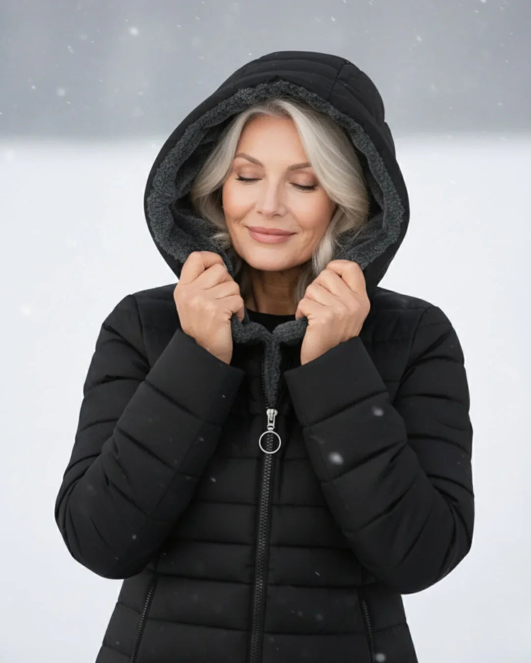 Women's Puffer Jacket | Hooded Quilted Zip Front Sherpa Lined