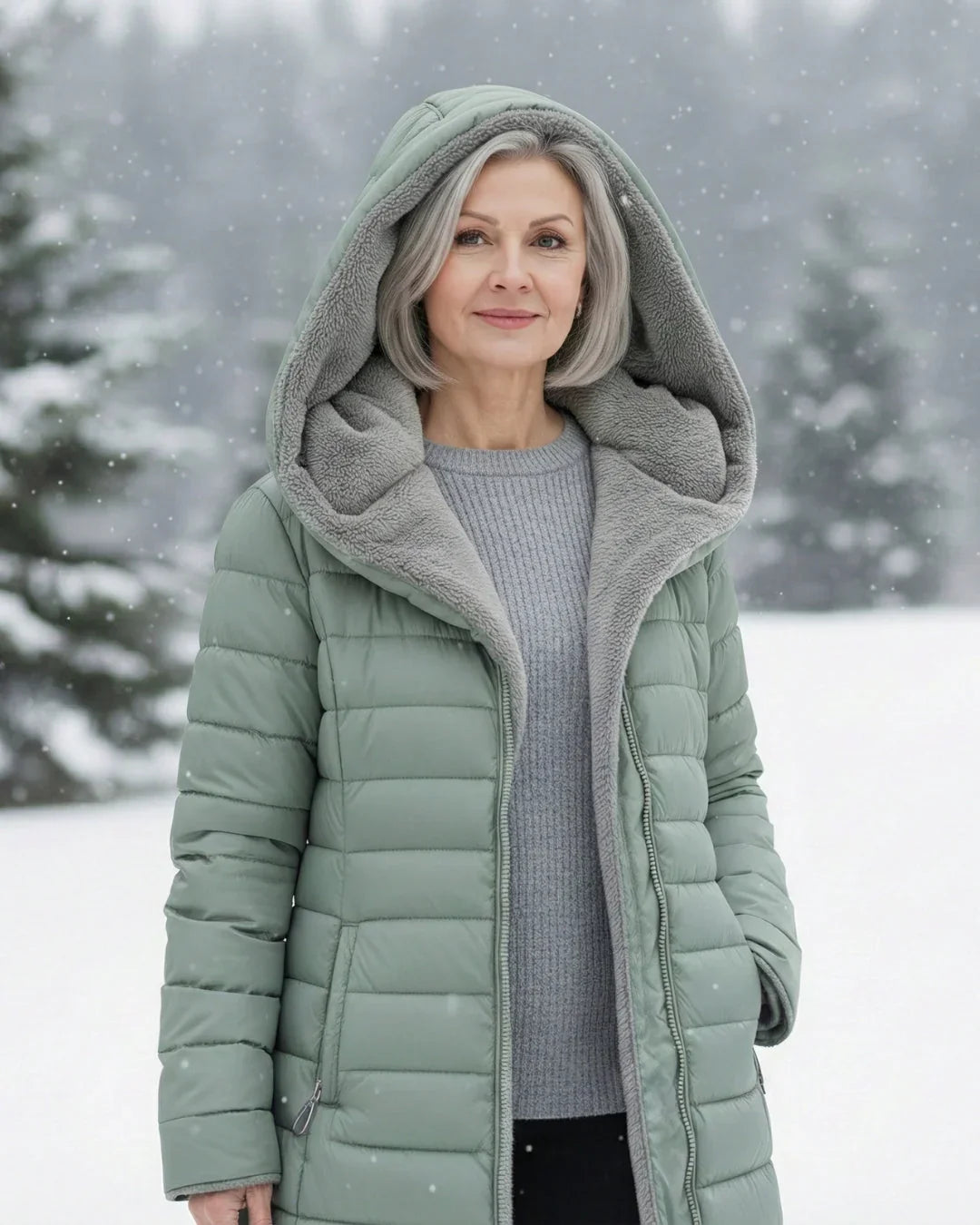 Women's Puffer Jacket | Hooded Quilted Zip Front Sherpa Lined