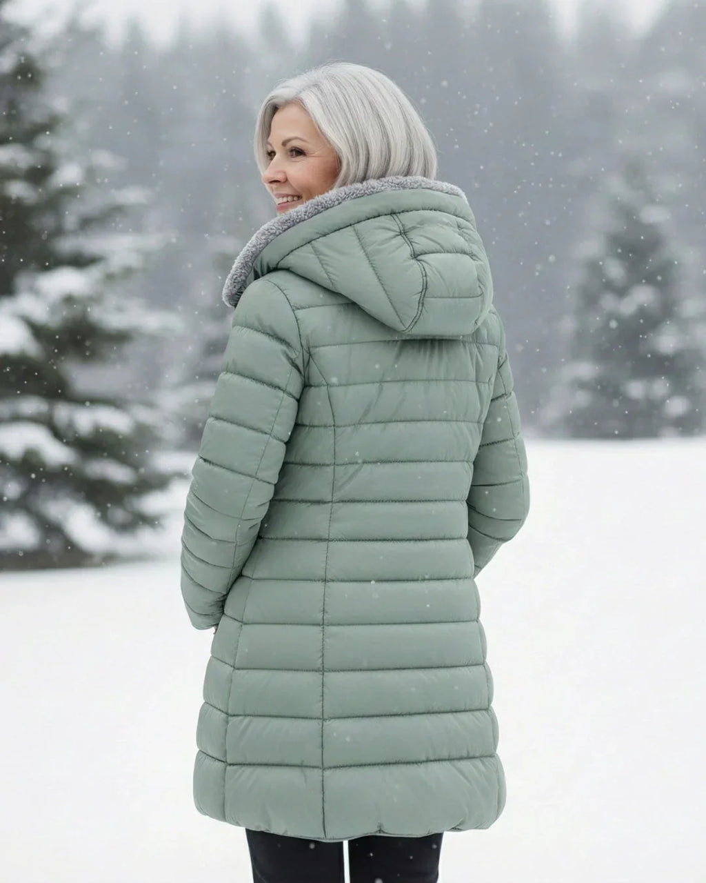 Women's Puffer Jacket | Hooded Quilted Zip Front Sherpa Lined