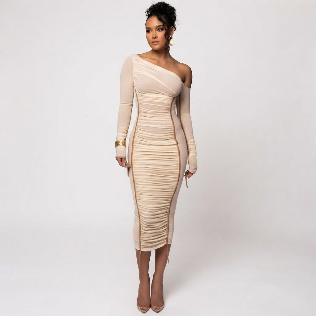 Women's Ruched One-Shoulder Dress