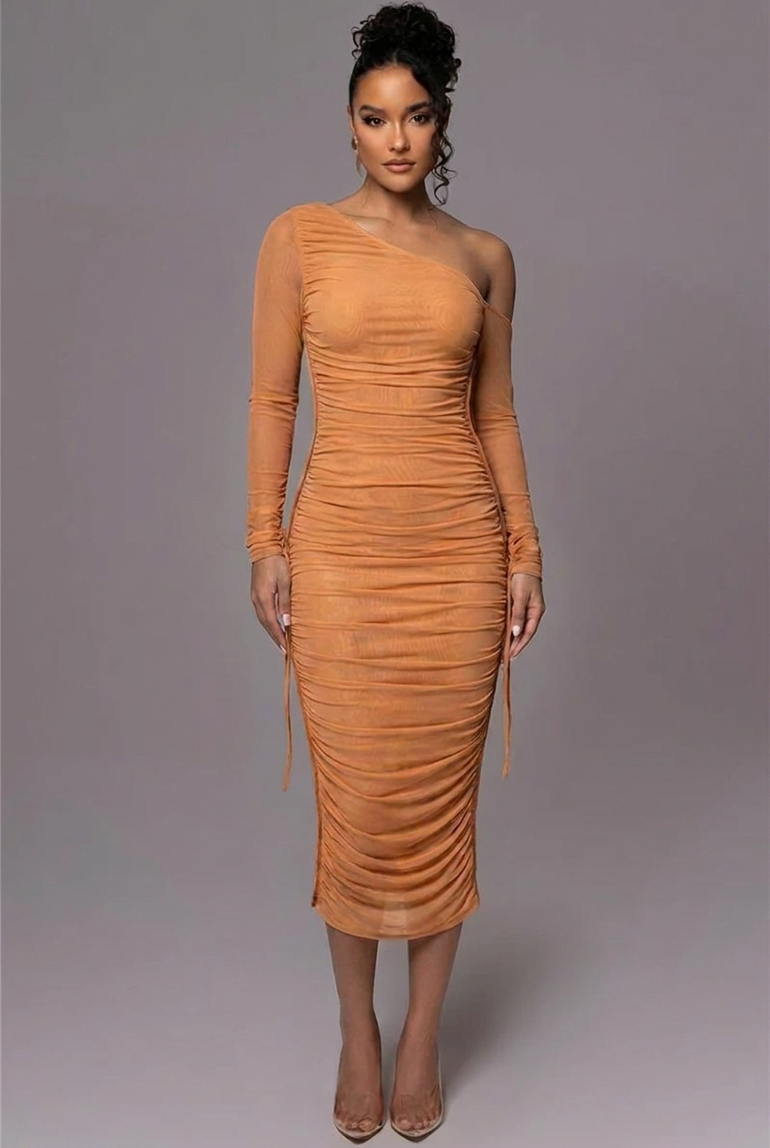 Women's Ruched One-Shoulder Dress