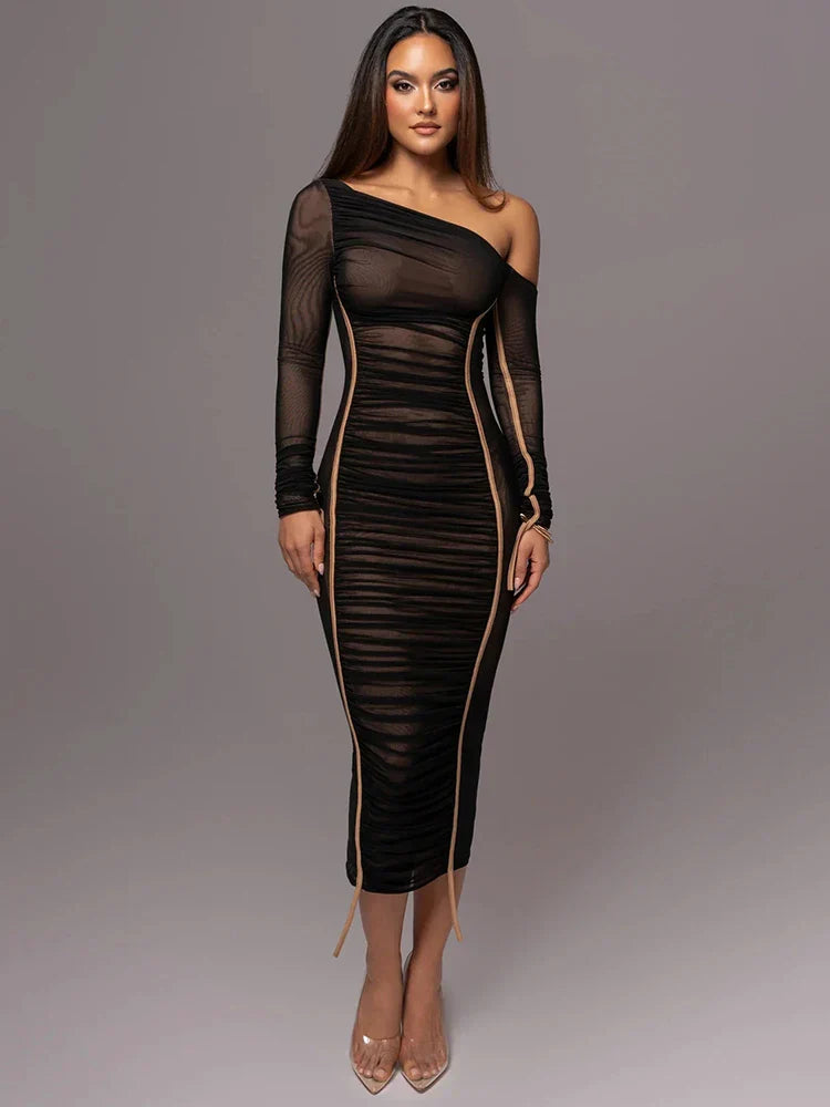 Women's Ruched One-Shoulder Dress