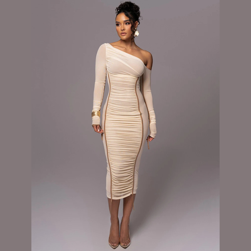 Women's Ruched One-Shoulder Dress