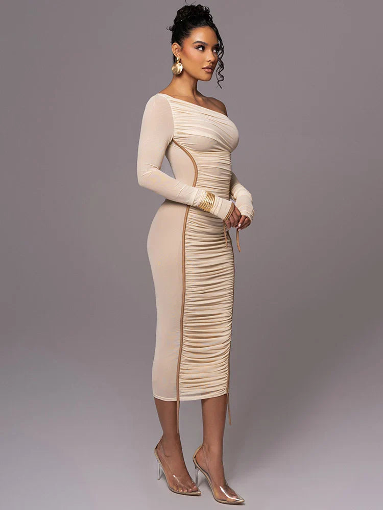 Women's Ruched One-Shoulder Dress