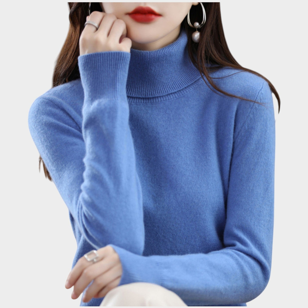 Women's Soft Knit Sweater Turtleneck Slim Fit – view 2