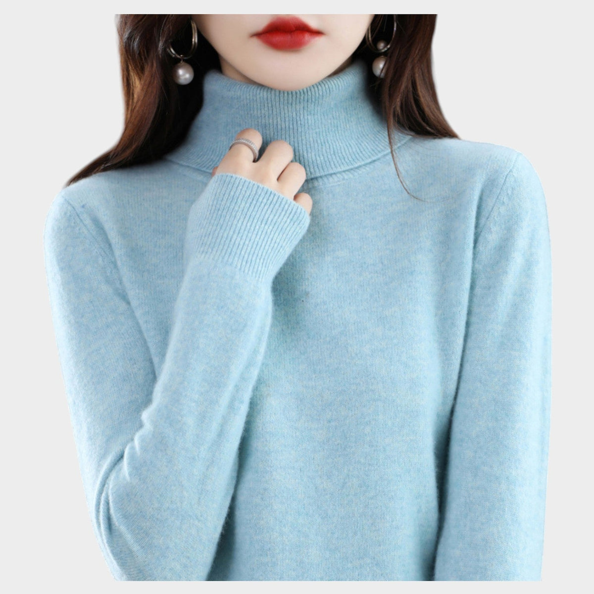 Women's Soft Knit Sweater Turtleneck Slim Fit – view 3