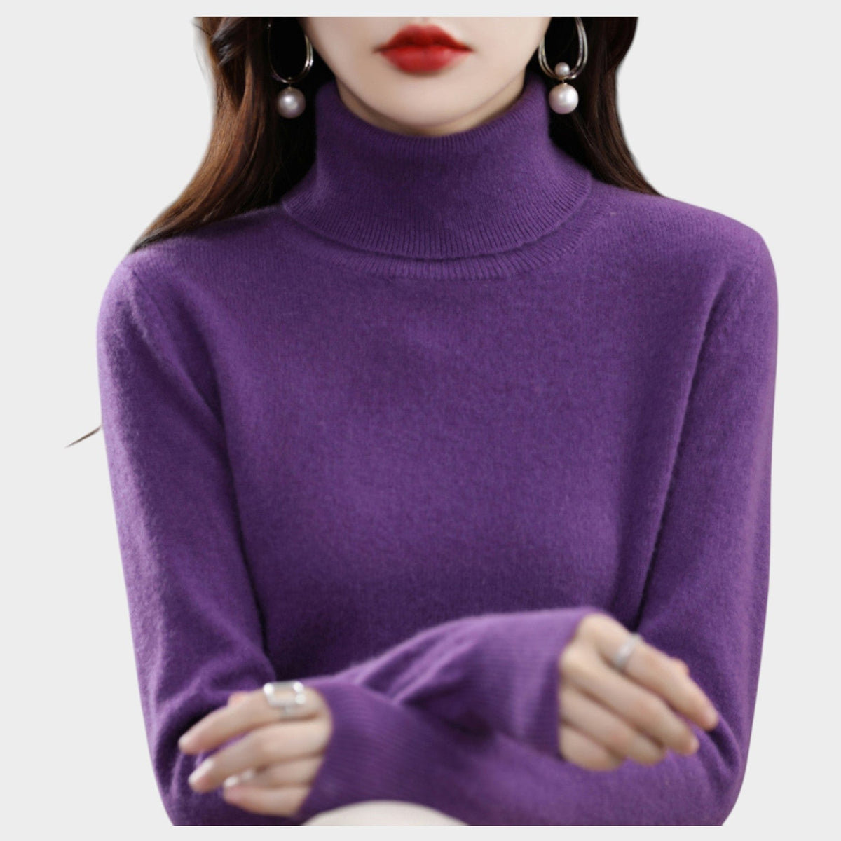 Women's Soft Knit Sweater Turtleneck Slim Fit – view 4