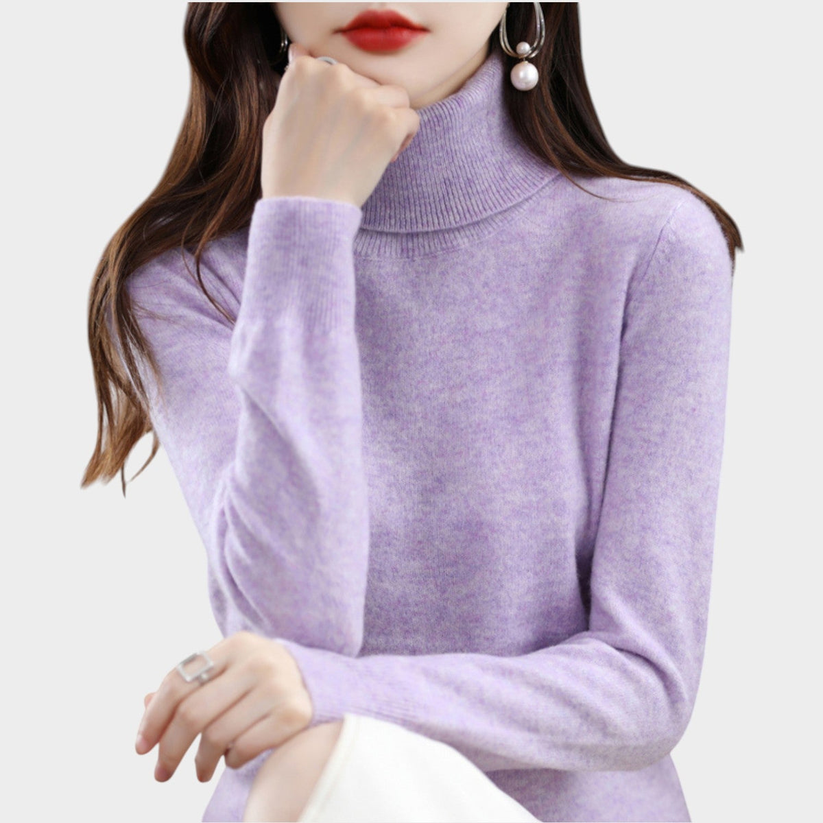 Women's Soft Knit Sweater Turtleneck Slim Fit – view 5
