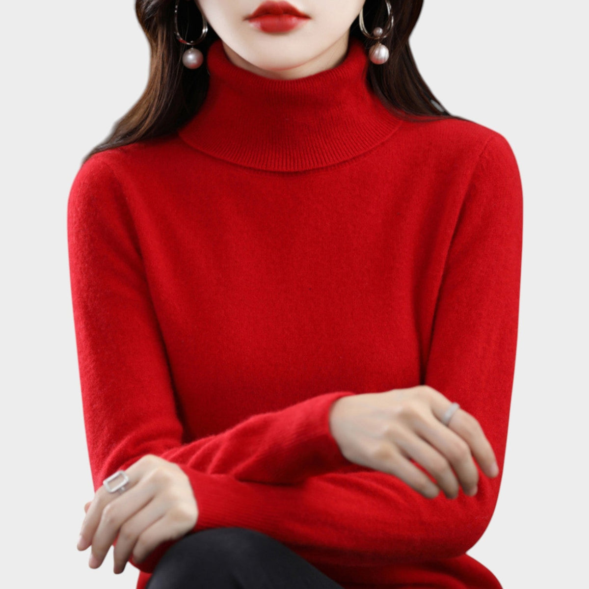 Women's Soft Knit Sweater Turtleneck Slim Fit – view 8