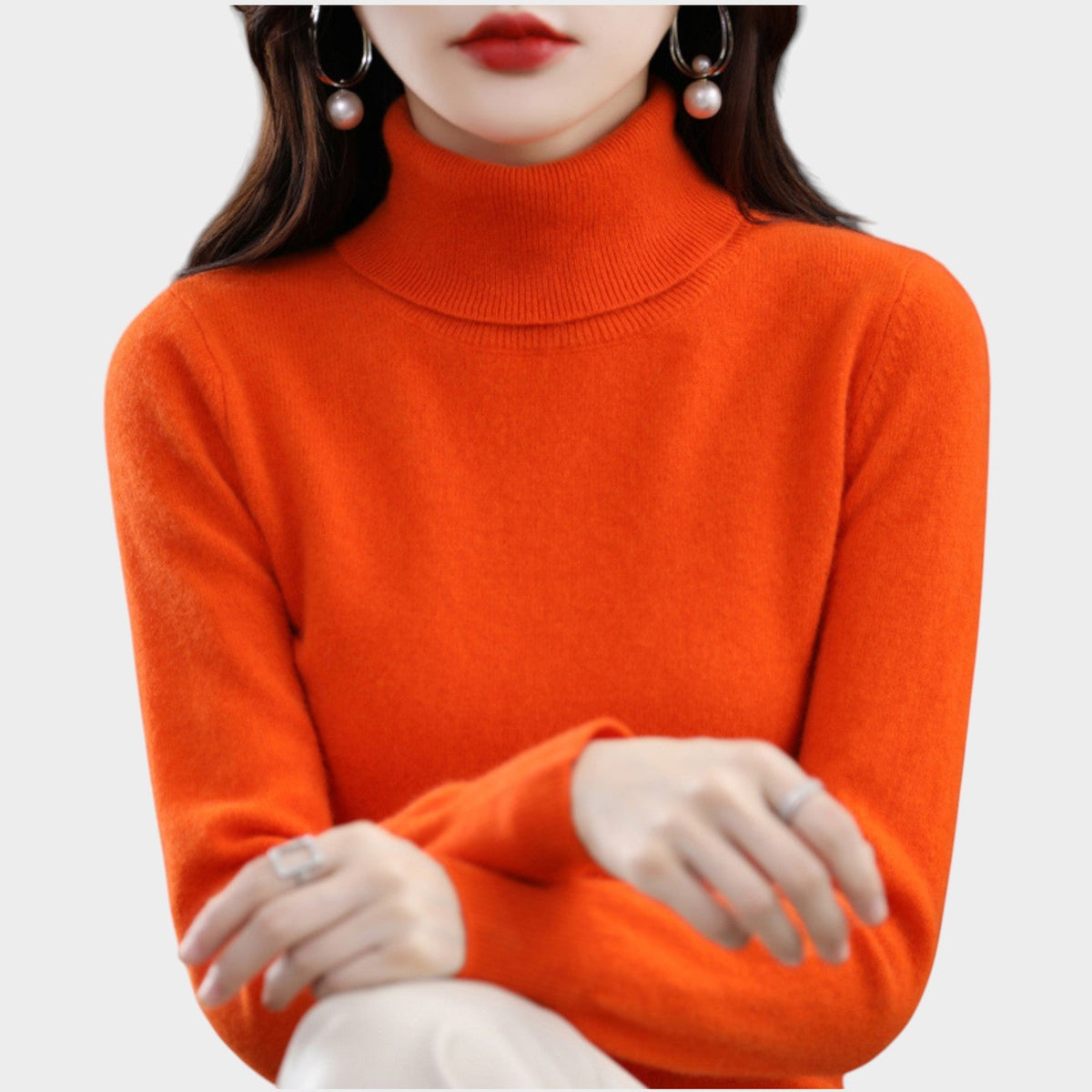 Women's Soft Knit Sweater Turtleneck Slim Fit – view 9