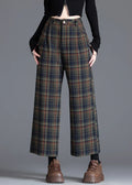 Women's Trouser | Plaid Wide Leg Pleated Cropped
