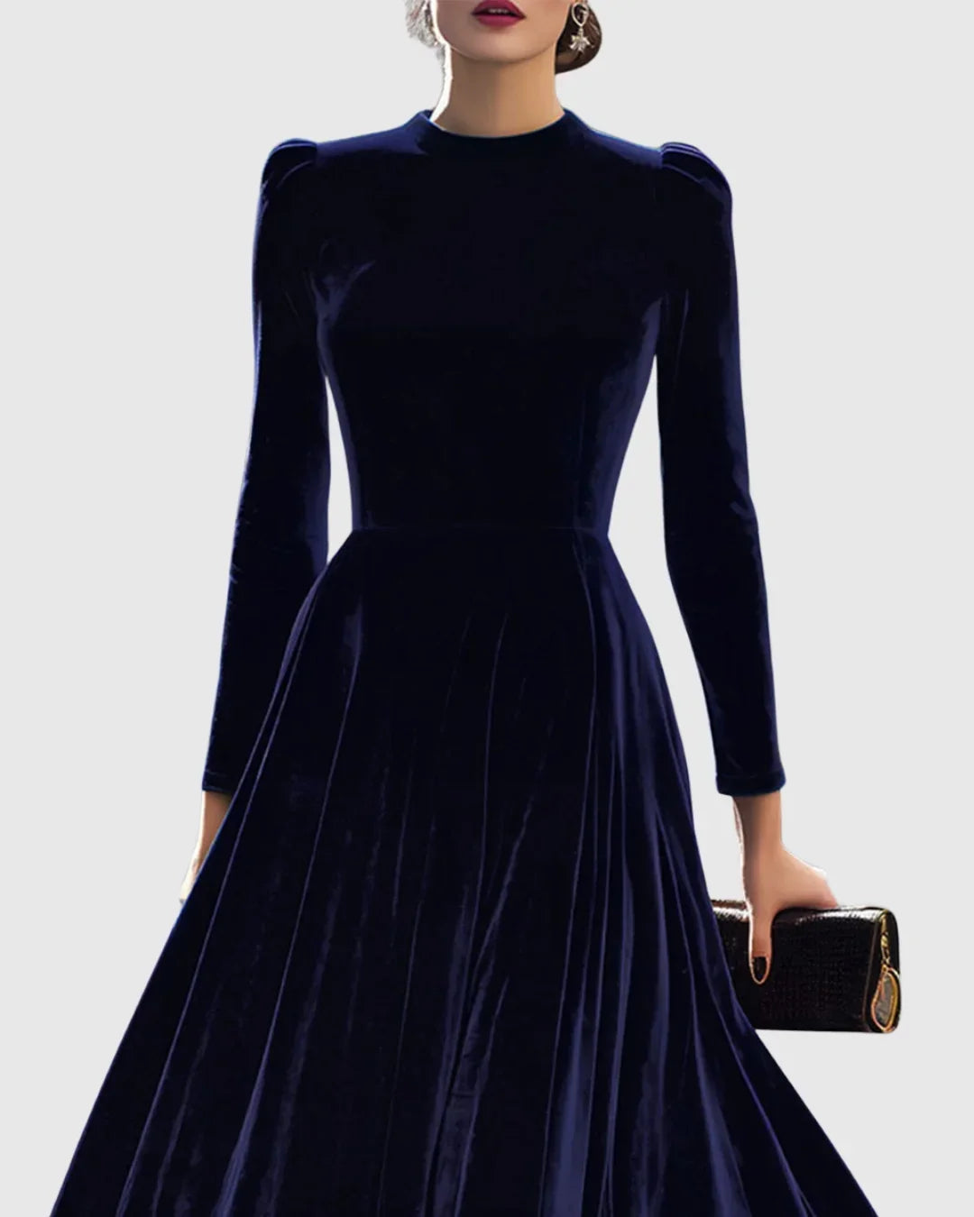 Women's Velvet Midi Dress with Full Skirt – view 2