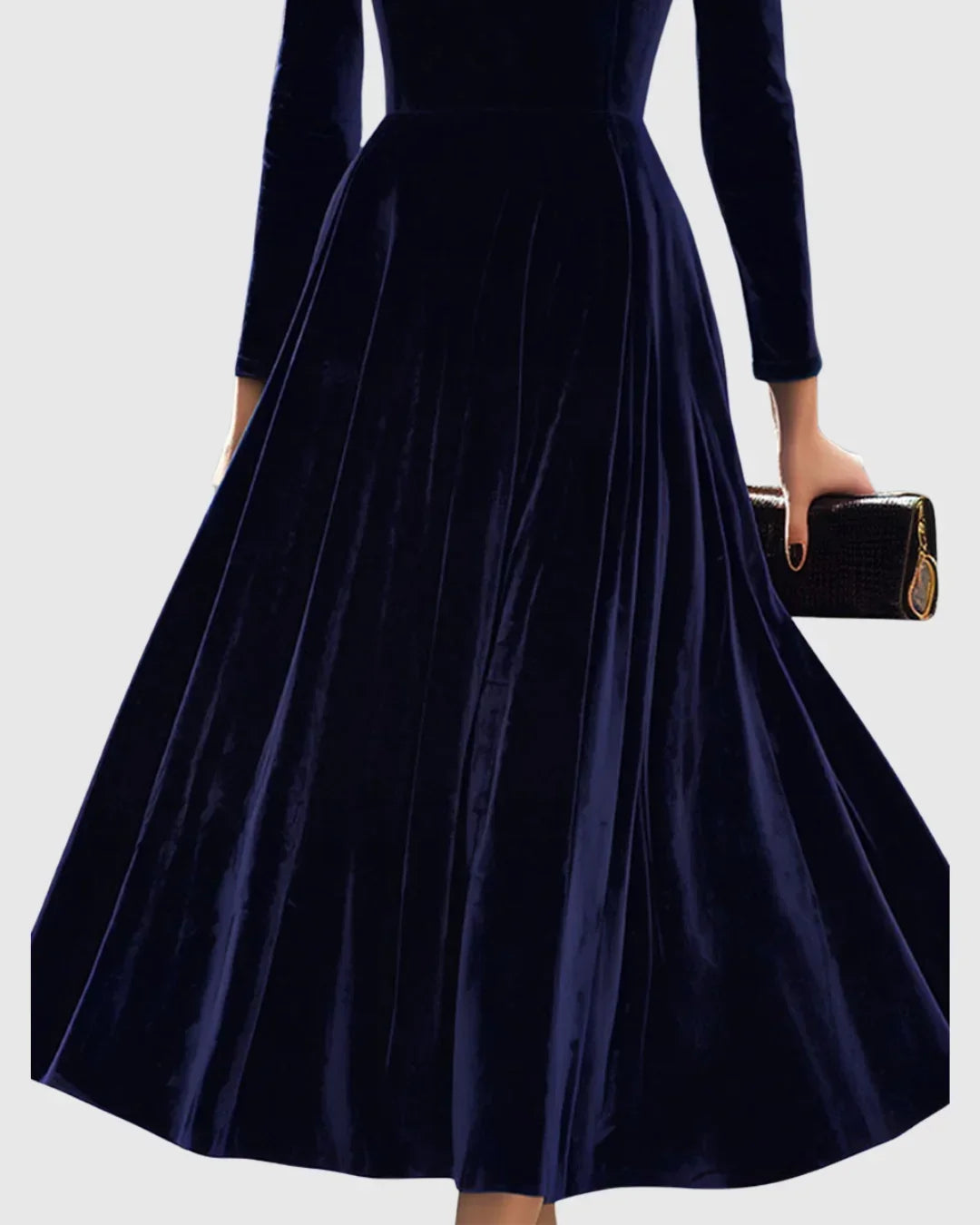 Women's Velvet Midi Dress with Full Skirt – view 3