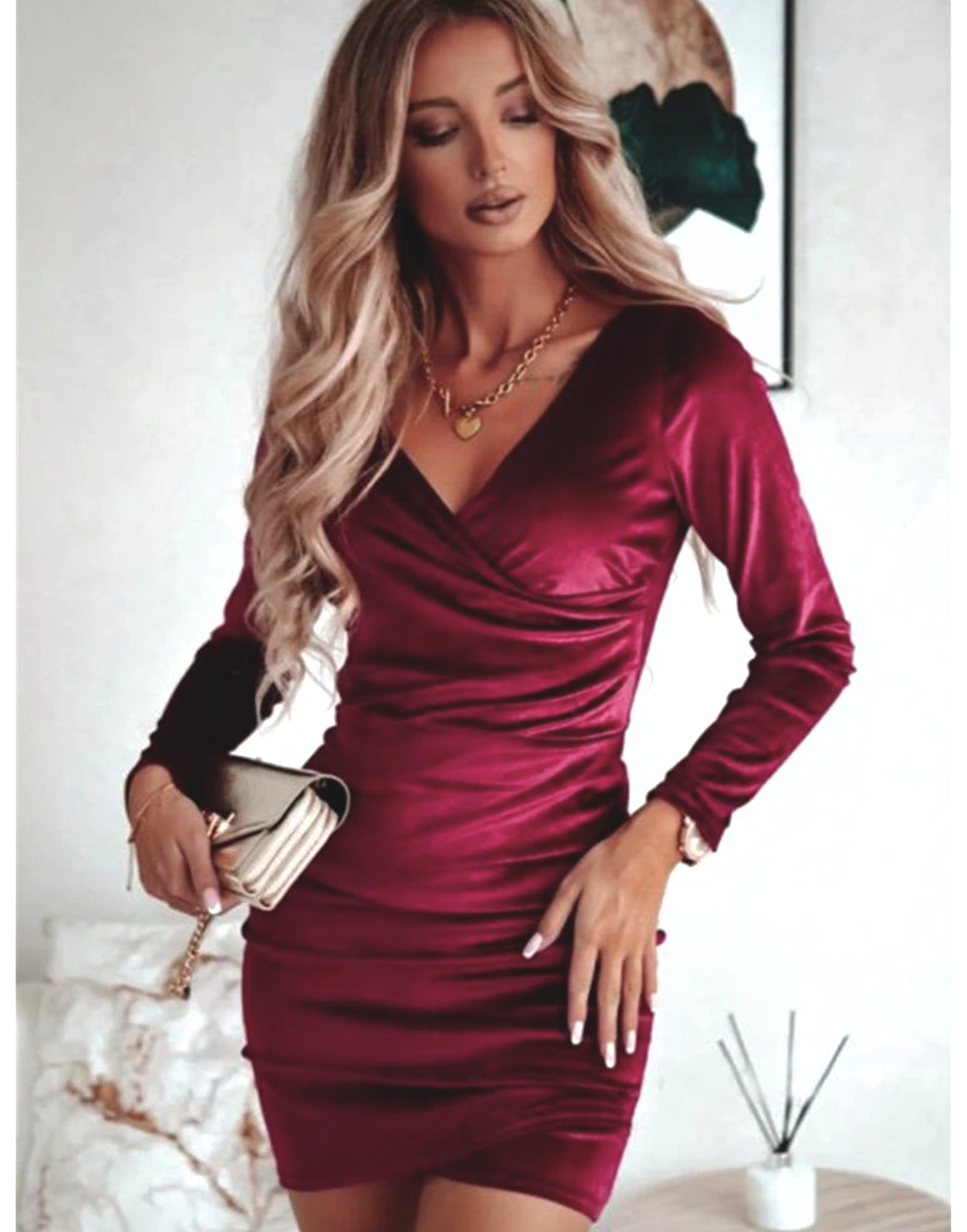 Women's Wrap Long Sleeve Mini Dress